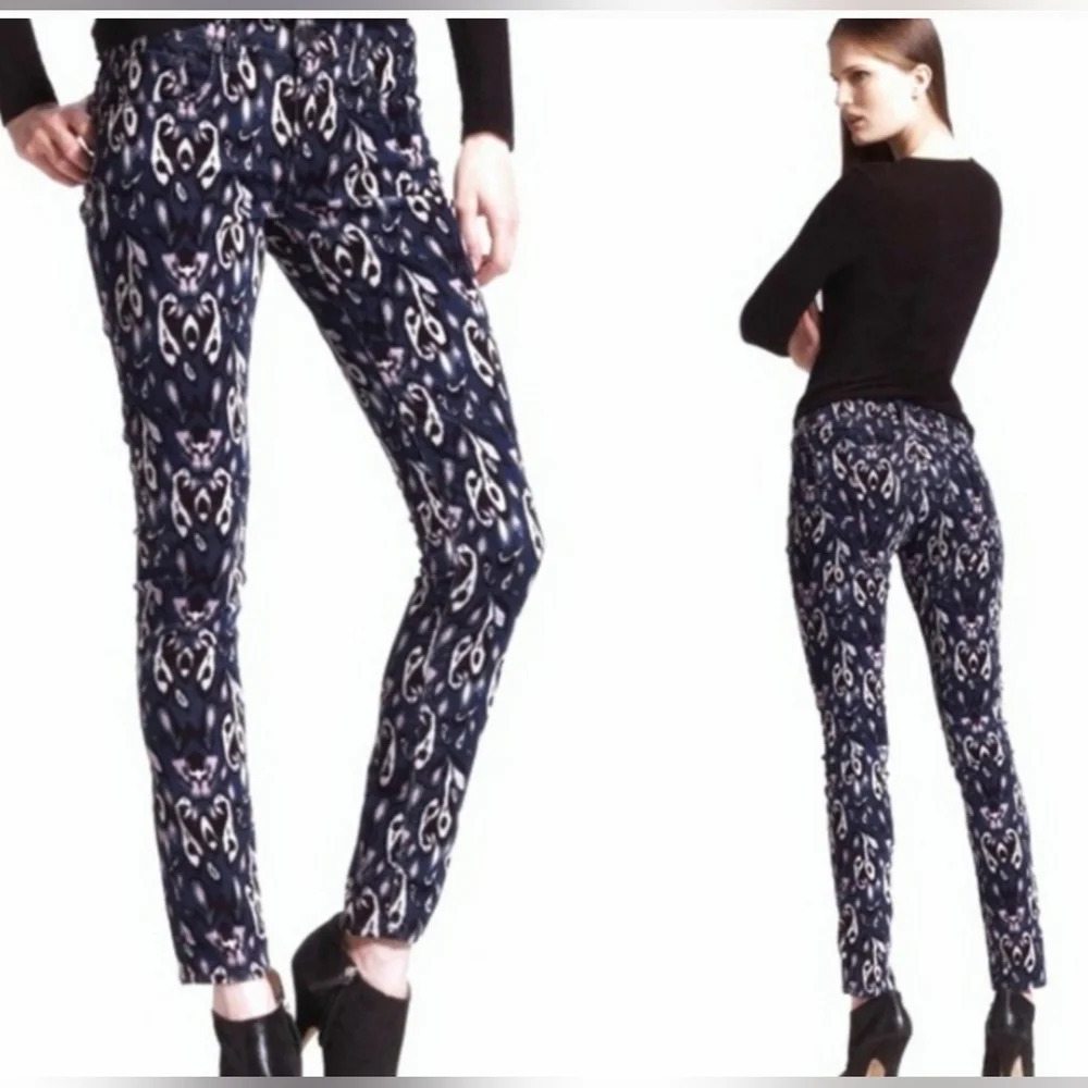 rag & Bone Paisley Ikat Print Corduroy Skinny Size 28 Nwot Navy Multicolored